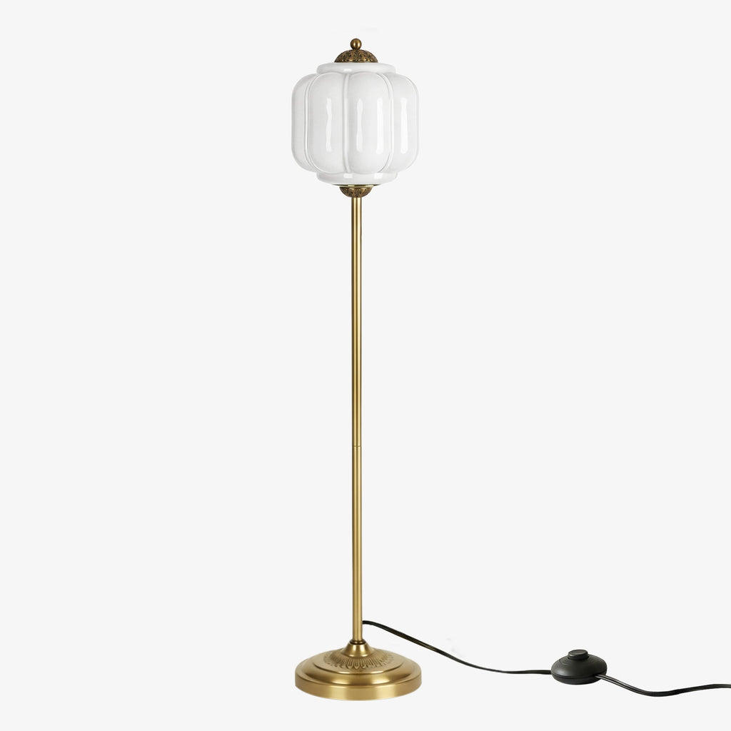 Decorative Glass Pumpkin Floor Lamp Retro Organic Style Living Room Standing Lamp - Lamylie