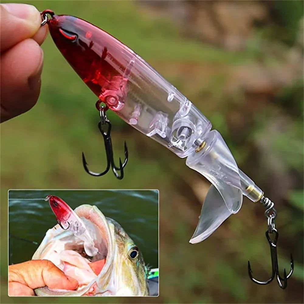 Isca de pesca com cauda macia rotativa - estilo Whopper Plopper - Lamylie