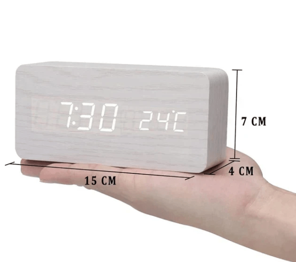Minimalistische Holz-LED-Uhr mit Sprachsteuerung – Lamylie