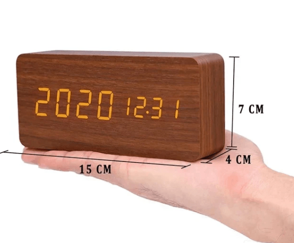 Minimalistische Holz-LED-Uhr mit Sprachsteuerung – Lamylie