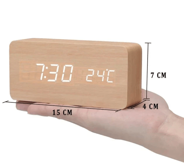 Minimalistische Holz-LED-Uhr mit Sprachsteuerung – Lamylie