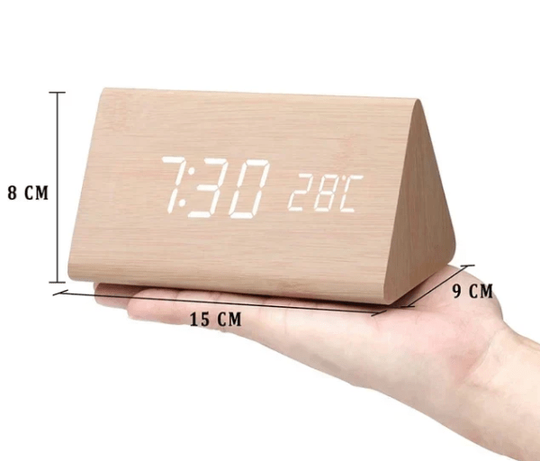 Minimalistische Holz-LED-Uhr mit Sprachsteuerung – Lamylie