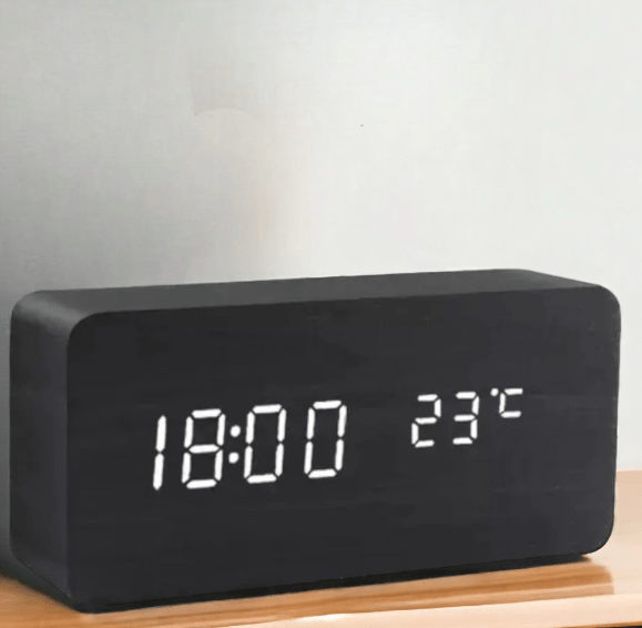 Minimalistische Holz-LED-Uhr mit Sprachsteuerung – Lamylie