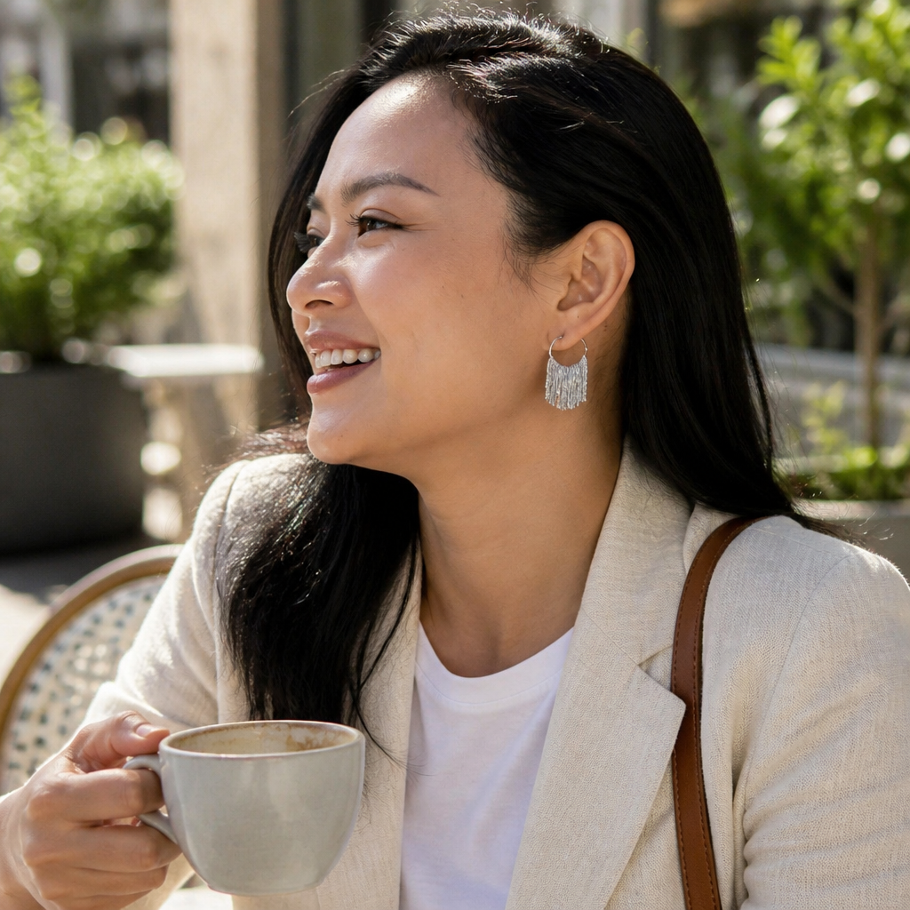 CascadeAura – Shimmering Waterfall Tassel Earrings with Hypoallergenic Finish - Lamylie