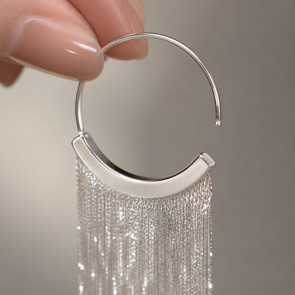 CascadeAura – Shimmering Waterfall Tassel Earrings with Hypoallergenic Finish - Lamylie