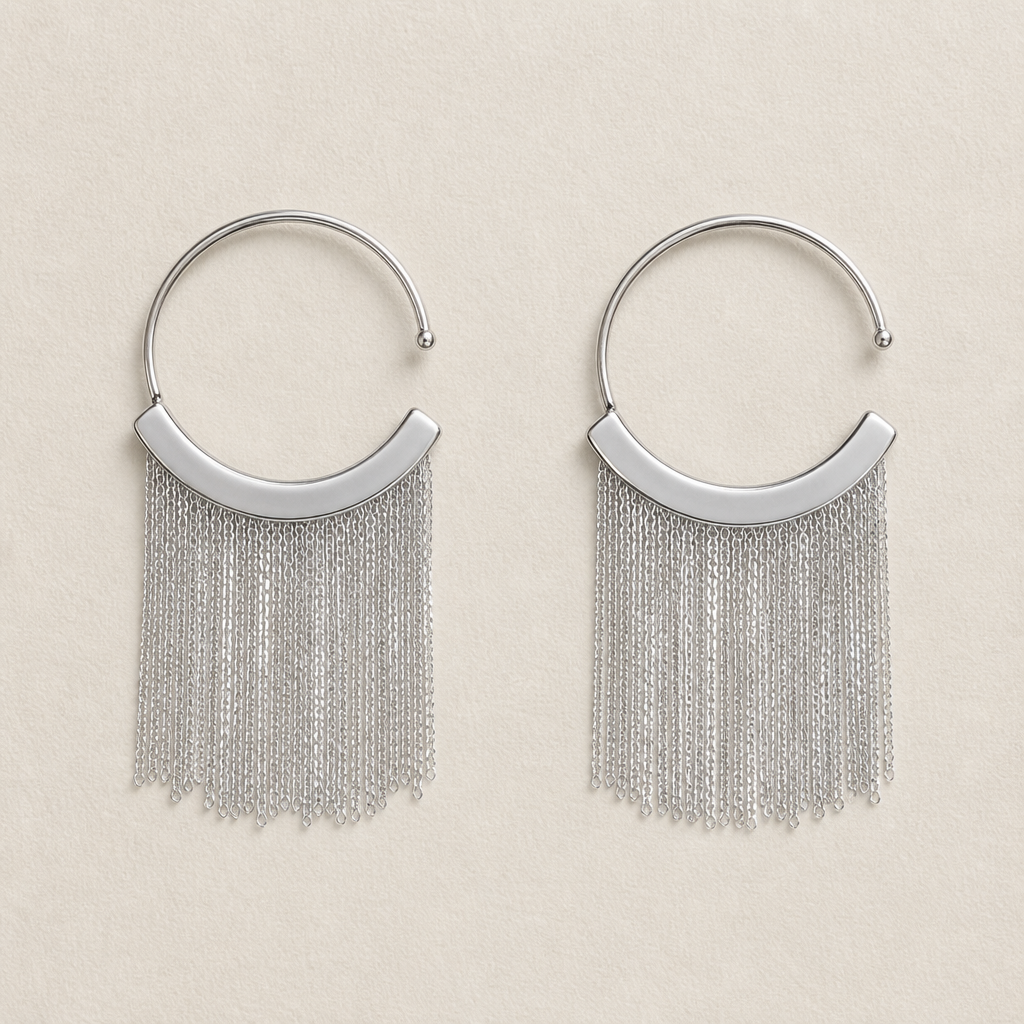 CascadeAura – Shimmering Waterfall Tassel Earrings with Hypoallergenic Finish - Lamylie
