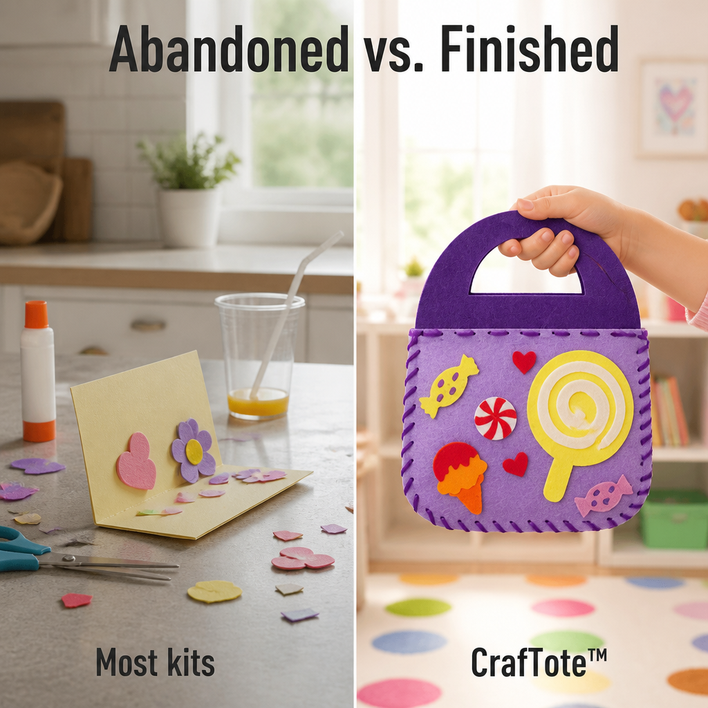 CrafTote — Înlocuiește timpul petrecut în fața ecranelor cu o geantă pe care copilul tău chiar o va termina - Lamylie