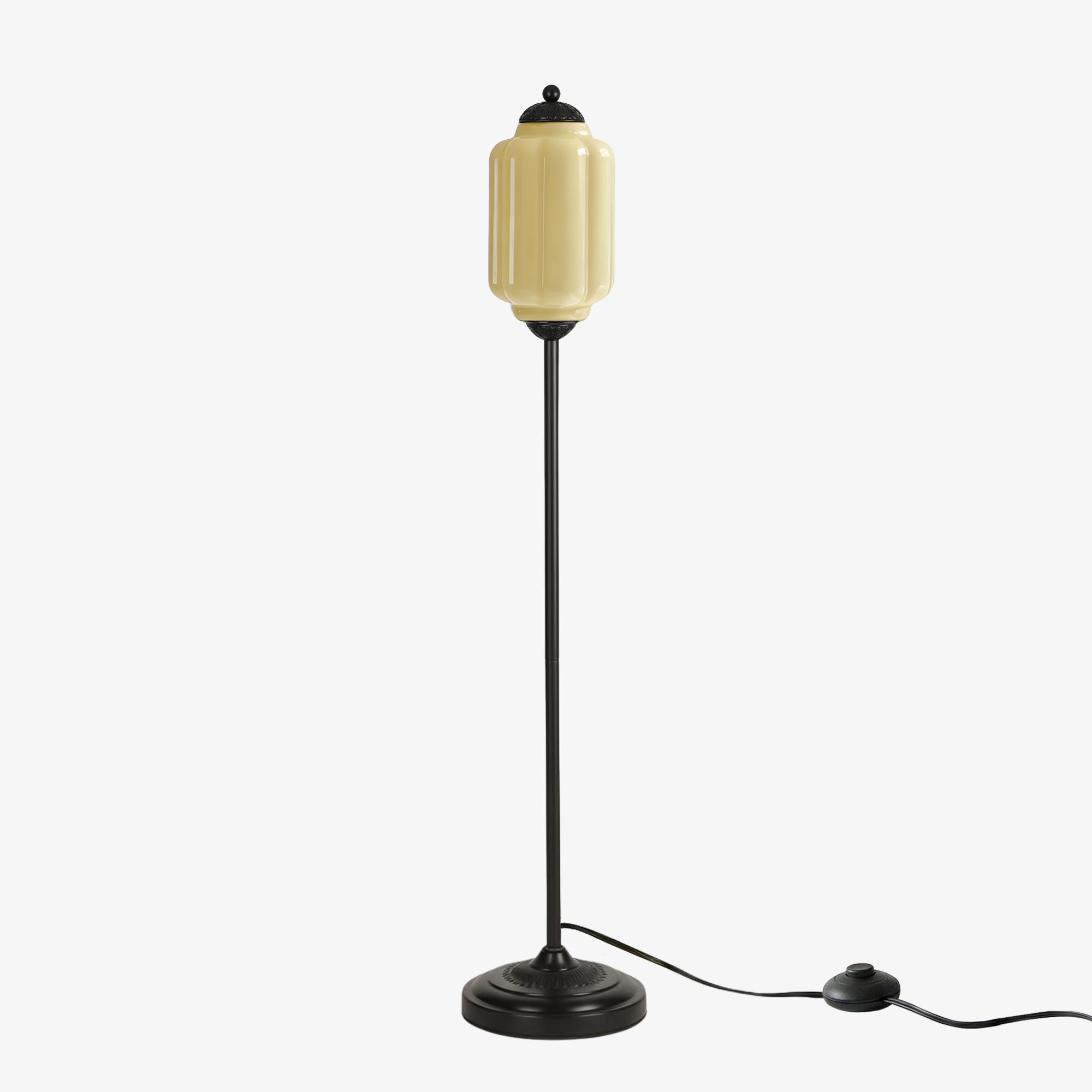 Decorative Glass Pumpkin Floor Lamp Retro Organic Style Living Room Standing Lamp - Lamylie