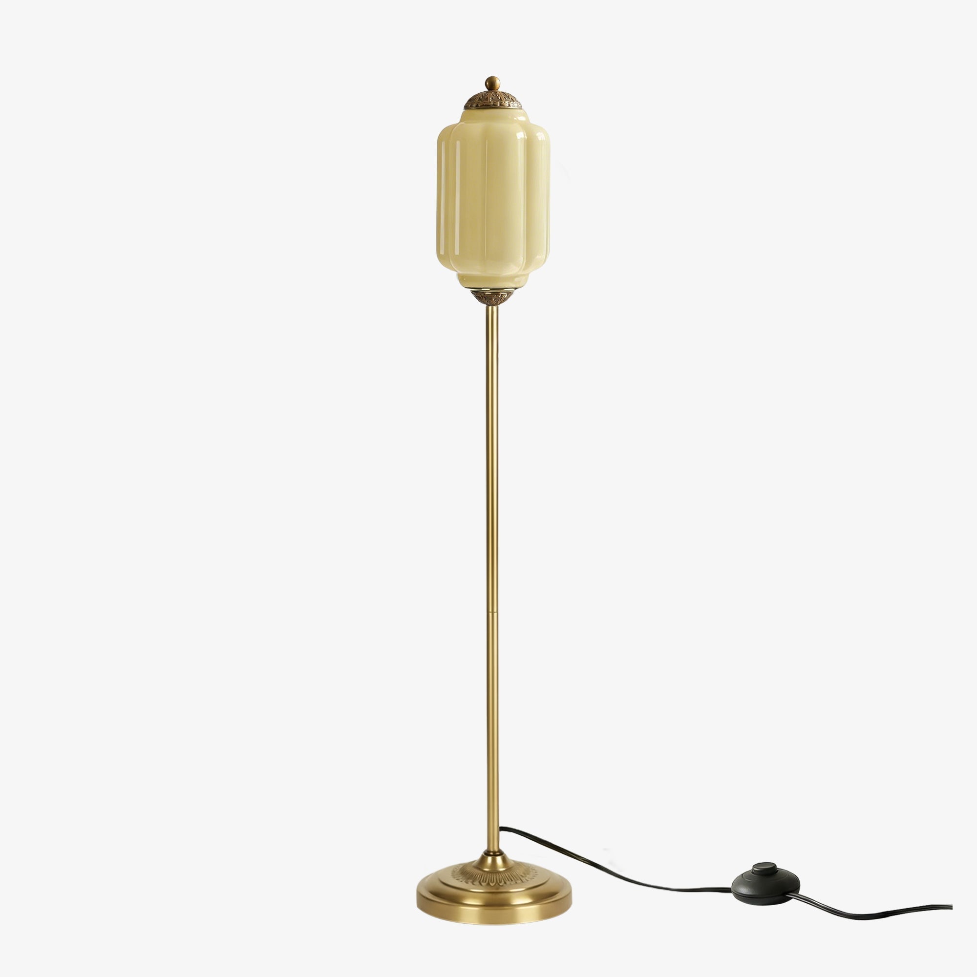 Decorative Glass Pumpkin Floor Lamp Retro Organic Style Living Room Standing Lamp - Lamylie