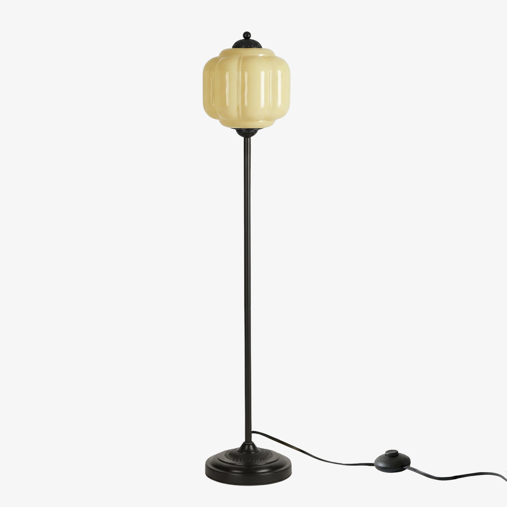 Decorative Glass Pumpkin Floor Lamp Retro Organic Style Living Room Standing Lamp - Lamylie