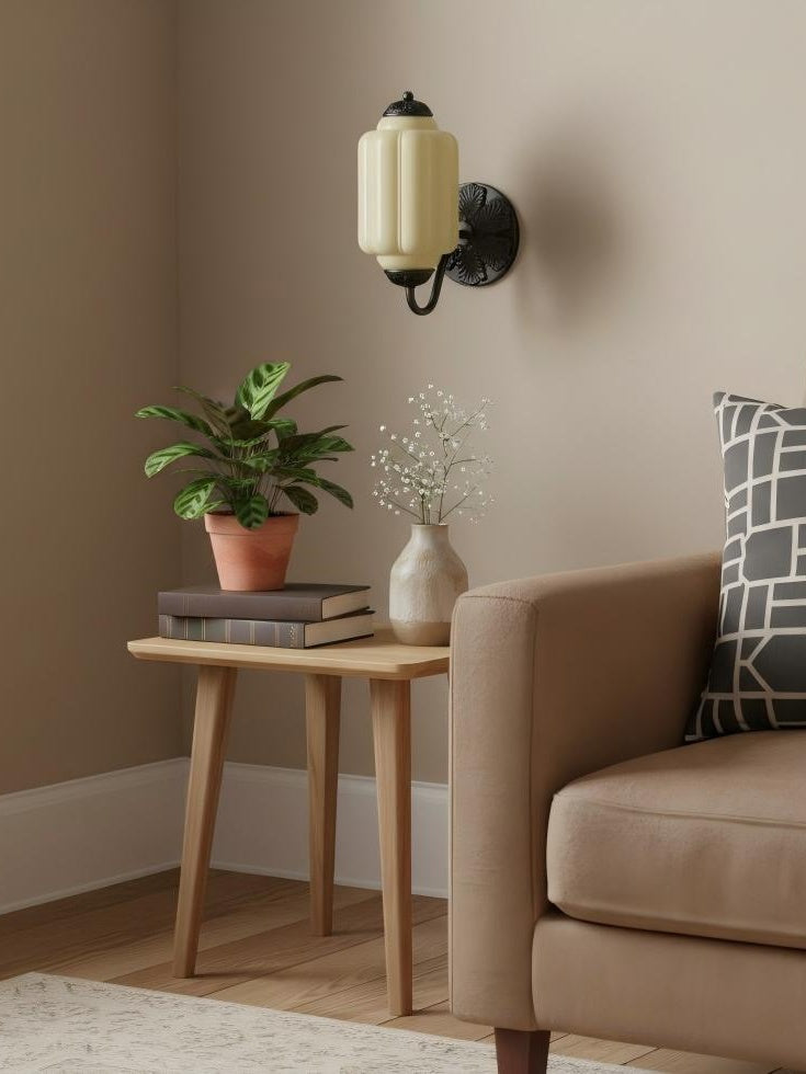 Milk Glass Wall Lamp Eloise for Hall and Bedroom | Vintage Wall Lighting with Milky White Glass - Lamylie