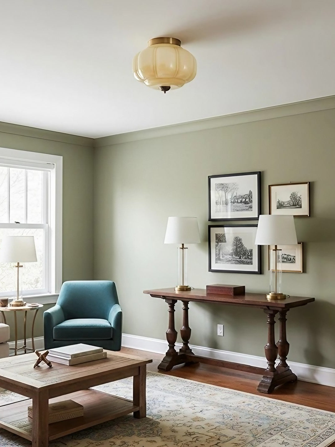 Retro Ceiling Lamp with Milk Glass Shade | Refined Semi-Flush Mount Lighting for Modern Interiors - Lamylie