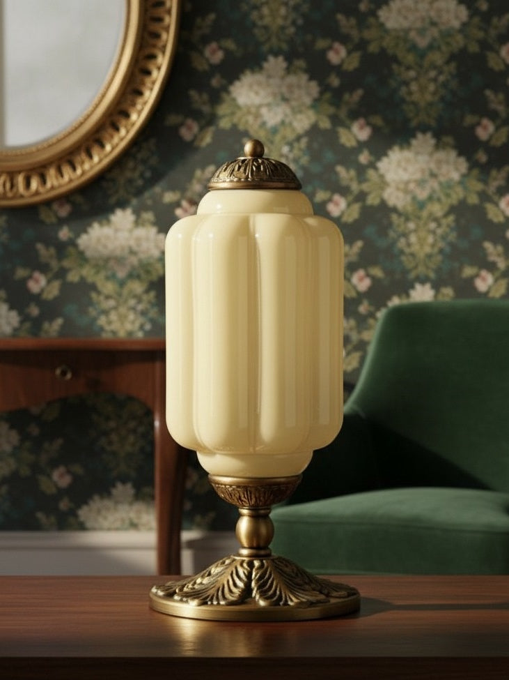 Vintage Glass Table Lamp with Brass or Black Finish - Lamylie