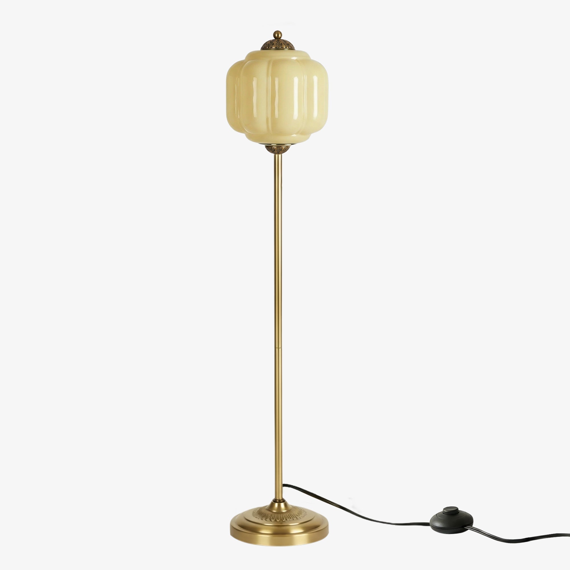 Decorative Glass Pumpkin Floor Lamp Retro Organic Style Living Room Standing Lamp - Lamylie