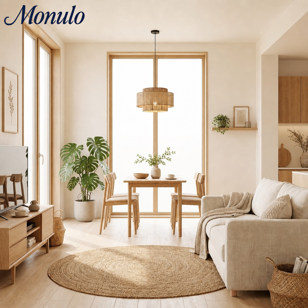 Handgewebte Hanf-Pendelleuchte im Zen-Stil | Natürliche Rattan-Trommellampe für rustikale Atmosphäre - Lamylie