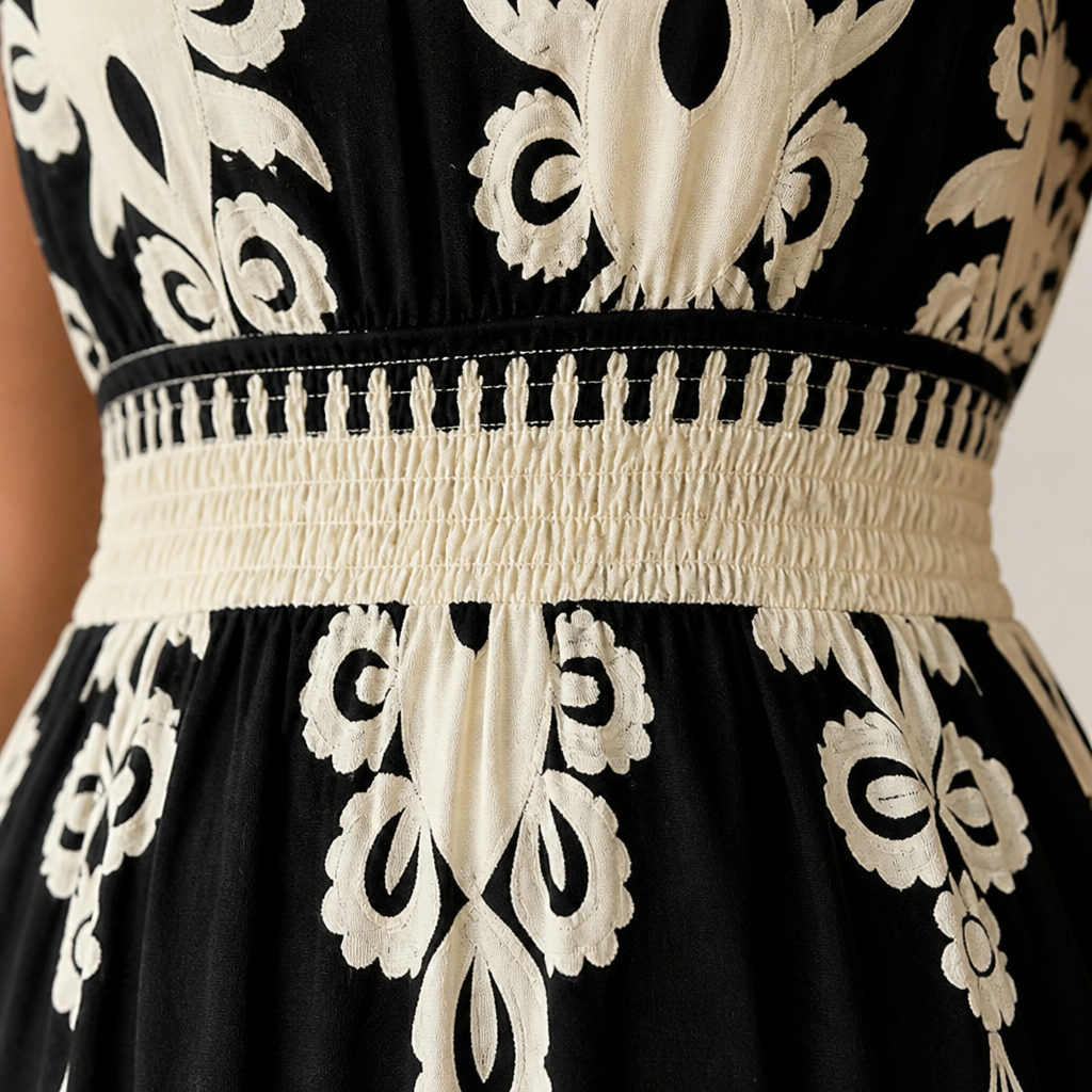 LuminaSway – Vintage Baroque Print V-Neck Maxi Dress - Lamylie