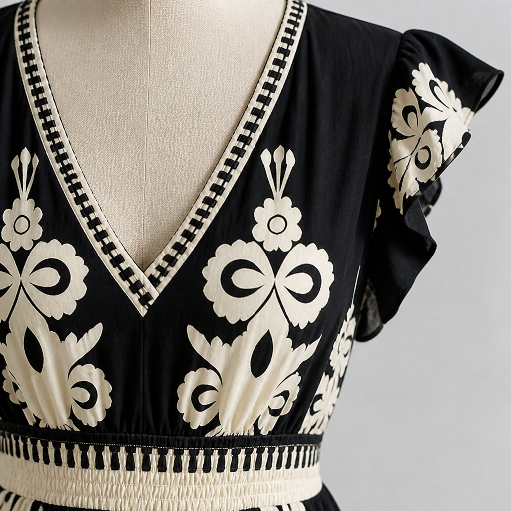 LuminaSway – Vintage Baroque Print V-Neck Maxi Dress - Lamylie